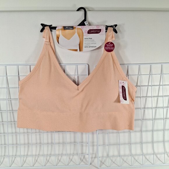 2XL Seamless Wireless Sports Bra Comfortable Yoga Bralette Removable Cups Coral - Picture 1 of 7
